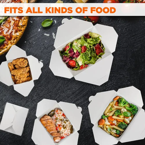 Miniatura 6 de Fit Meal Prep Paquete de 30 recipientes de papel de 76 onzas para llevar de 8.6 x 6.3 x 2.5 pulgadas, cajas blancas de comida para almuerzo #3