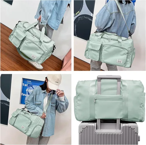 Miniatura 6 de Suruid Bolsa de gimnasio deportiva con compartimento para zapatos, bolsa de viaje con bolsillo separado seco y húmedo para hombres y mujeres, bolsa