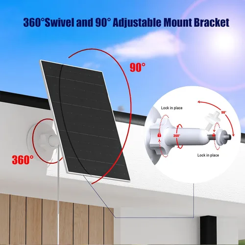 Miniatura 5 de Zivif Panel solar de 7 W compatible con Eufycam 2C/2C Pro/2/2 Pro/E20/E40/E, cargador solar USB con puerto USB-C, con conector micro USB y enchufe