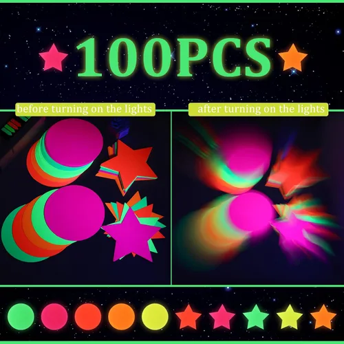 Miniatura 2 de Lincia 100 hojas de papel de neón que brillan para decoración de fiestas, suministros de pista de baile a granel, suministros de pista de baile UV