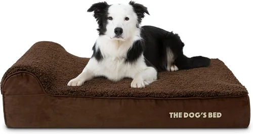 Miniatura 35 de The Dog's Bed - Cama Ortopédica para Perros con Reposacabezas XL Negra de Felpa, Espuma Viscoelástica, Alivio del Dolor para Artritis, Displasia