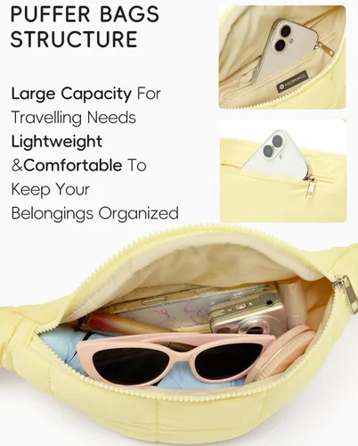 Miniatura 88 de WESTBRONCO Riñoneras para mujeres y hombres, bolsa para cinturón con bolsillos con cremallera, riñoneras modernas, bolsas cruzadas ligeras de 1