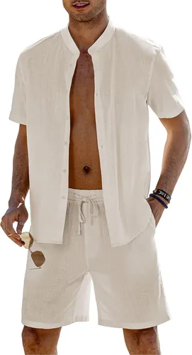 Miniatura 2 de COOFANDY Conjunto de 2 piezas de ropa de playa de lino para hombre