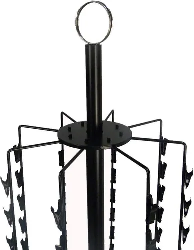 Miniatura 3 de FixtureDisplays® Estante de clips de suelo con cabecera, giratorio, 144 clips - negro 15967-NEW-NF