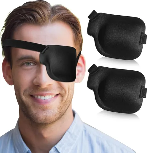 Miniatura 8 de 2 parches para ojos 3D para adultos, parche médico ajustable para ojos perezosos, negro grande (izquierdo y derecho)