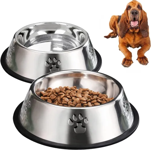 Miniatura 10 de YUDANSI 2 cuencos de acero inoxidable para perros, platos de alimentación para perros, cuencos de comida con base de goma, comedero para mascotas