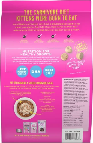 Miniatura 3 de Tiki Cat Born Carnivore Baby Kitten Health Alimento seco para gatos, pollo y huevo deshuesados, bolsa de 2.8 libras