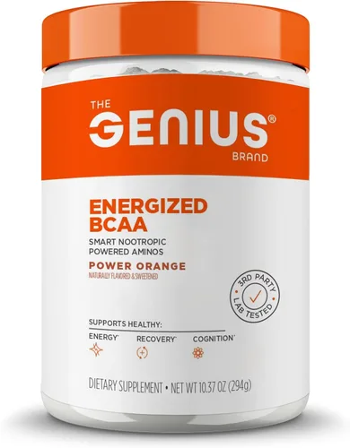 Polvo GENIUS BCAA con Focus & Energy. Polvo multiuso natural vegano para preentrenamiento BCAAs, para mejorar la claridad mental y la recuperación