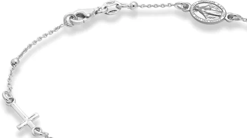 Miniatura 2 de Miabella Tobillera de plata de ley 925 o oro amarillo de 18 quilates sobre plata italiana con cuentas de cruz de rosario italiano para mujeres