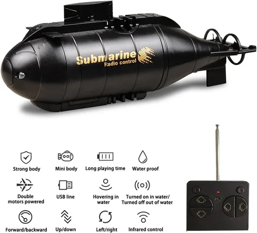 Miniatura 5 de ¡Yeibobo! Submarino Mini Teledirigido de 6 Canales (Negro)