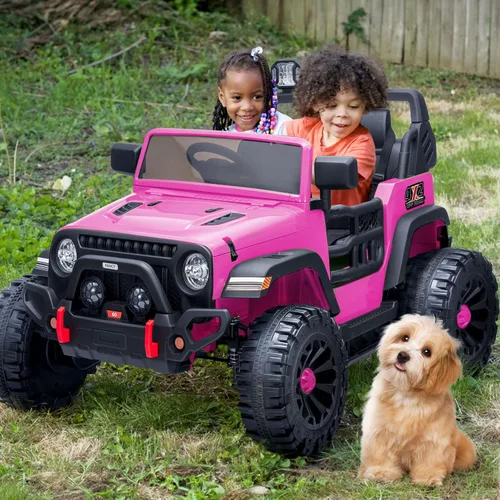 Miniatura 2 de Hikiddo - Camioneta eléctrica de 2 plazas, 12 V para niños mayores de 3 a 8 años, juguete con control remoto - Rosa intenso