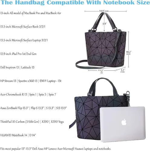 Miniatura 4 de ESOVIO Bolso de mano holográfico geométrico con bolso cruzado para mujer bolso iridiscente reflectante Bolso de mano holográfico geométrico