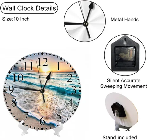 Miniatura 3 de Reloj de pared de gato de fitness de 10 pulgadas, funciona con pilas, reloj de mancuernas grandes y pesado, silencioso, sin tictac, relojes modernos