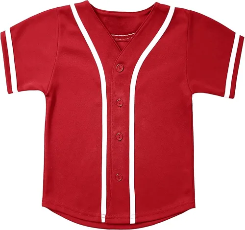 babyhealthy Camiseta de béisbol para niños, con botones, estilo hip hop, personalizada, para niños y niñas