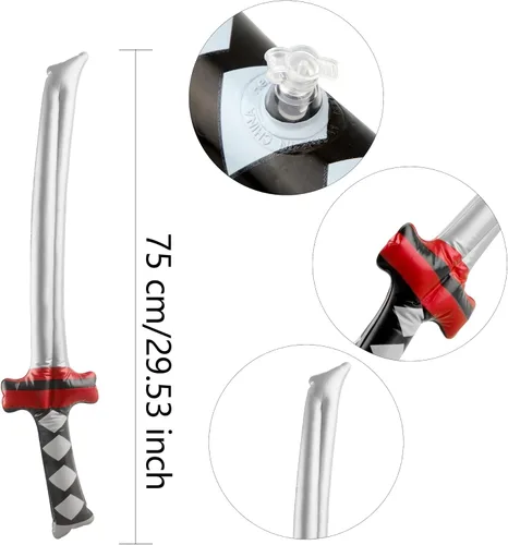 Miniatura 2 de Paquete de 20 Katanas inflables de 30 pulgadas, espada samurái, armas inflables para recuerdos de fiesta, cosplay, fiesta temática samurái Conjunto