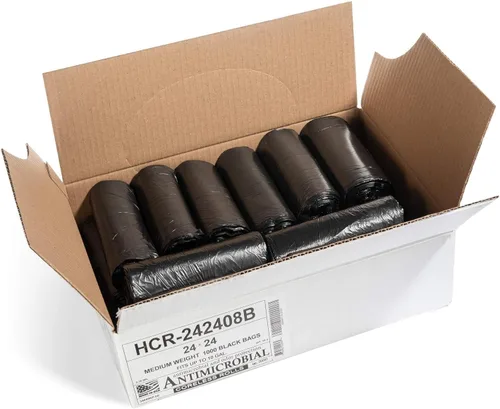 Miniatura 2 de Aluf Plastics - Bolsas de basura de alta densidad, 10 galones, 1000 unidades, 8 micras (eq), 24 x 24 pulgadas, negras, para baño, oficina, Negro