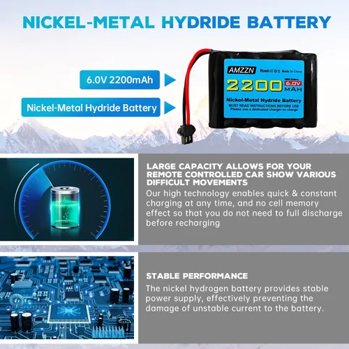 Miniatura 5 de 2 pilas AA NiMH de 6.0 V 2200 mAh con enchufe SM-2P y cargador USB para TB141 TB142 DE37 RC coche de juguete, excavadora RC, camión