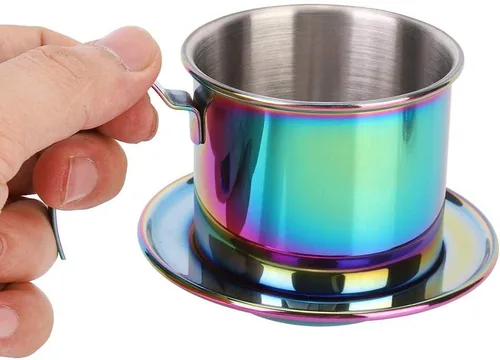 Miniatura 5 de Fdit Cafetera de acero inoxidable 304, gotero de café con filtro reutilizable de 3.0 in de diámetro interior, cafetera de goteo portátil