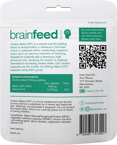 Miniatura 6 de Suplementos de acetilcolina para la salud cerebral, la memoria y la concentración 1 día 99% de alfa GPC cápsulas (60) acetilcolina nootrópica