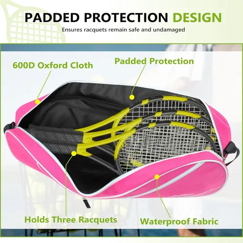 Miniatura 5 de Bolsa de Tenis Himal para 3 Raquetas con Almohadilla Protectora, Bolsa de Raqueta de Tenis para Hombres y Mujeres, Entusiastas del Deporte de Todas