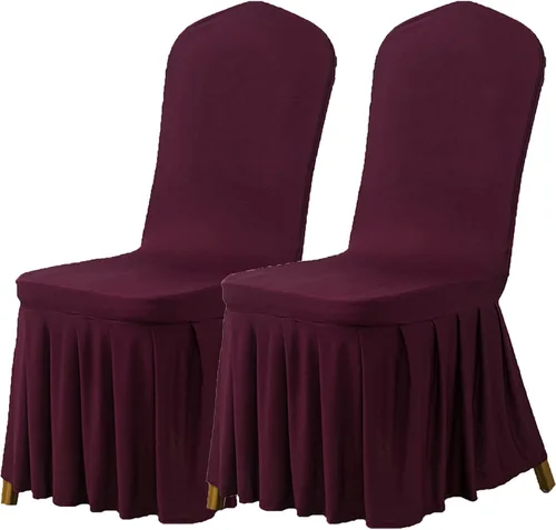 Miniatura 26 de Dimatic Juego de 2 fundas elásticas para sillas de comedor, fundas Parsons con falda, de elastano súper ajuste, funda protectora de asiento para Azul