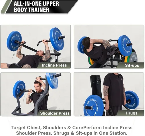 Miniatura 2 de Major Fitness Estante de prensa de banco P1 con brazos independientes, prensa de banco plana e inclinada ajustable para entrenamientos de pecho