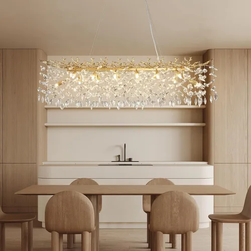 Miniatura 17 de YUYI Lámpara colgante de cristal de 8.3 pulgadas para isla de cocina, modernos candelabros de rama de árbol dorados, lámpara colgante redonda