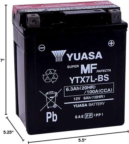 Miniatura 3 de Yuasa YUAM327BS YTX7L-BS Batería AGM libre de mantenimiento con paquete de ácido