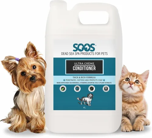Soos Acondicionador para mascotas Ultra Crème Natural Minerales del Mar Muerto, pulido de absorción profunda con vitaminas, aceites esenciales,