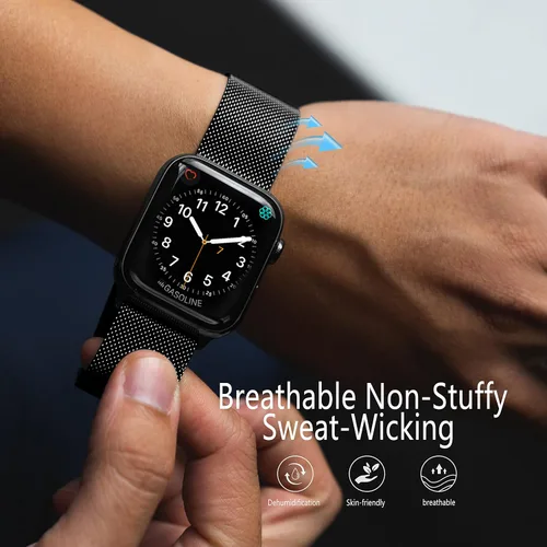 Miniatura 6 de Zedoli Correa de Metal Compatible con Apple Watch de 1.57/1.50/1.61/1.77/1.73/1.65/1.75 pulgadas para Mujeres y Hombres, Pulseras de Malla de Malla