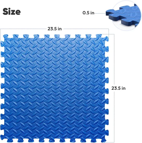 Miniatura 2 de Tapete de espuma EVA, estilo rompecabezas, baldosas conectables, para equipo de entrenamiento en casa y áreas de juego infantil, 24 x 24 x ½ Azul