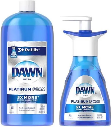 Dawn Platinum - Espuma de limpieza para platos, kit de bomba y recarga de jabón para platos con aroma fresco a Rapids