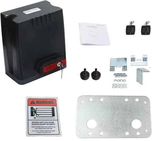 Miniatura 7 de Kit de abridor de puerta deslizante con motor AC110V/60HZ para puerta de 1350 libras y 40 pies, control remoto inalámbrico, lámpara de alarma