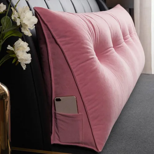 Miniatura 13 de Almohada triangular para cabecero, cojín triangular de color sólido, almohada de descanso en cama, almohada extraíble con soporte de cuña grande