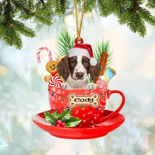 Miniatura 76 de NAZENTI Adorno personalizado de Alaskan Malamute en taza roja, adorno de Navidad personalizado para perros amantes de las mascotas, colgante