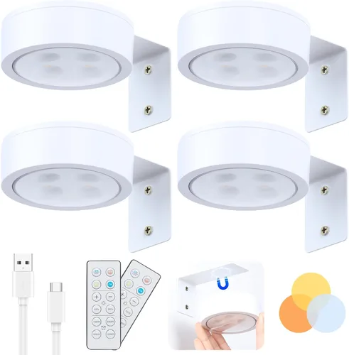 Miniatura 11 de Paquete de 2 luces inalámbricas para cuadros de pared, luz para cuadros recargable que funciona con batería con control remoto, luz regulable