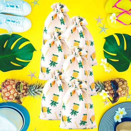 Miniatura 6 de RIGHTA TECH Bolsas de regalo de piña con cordón, bolsa de regalo de piña para boda, despedida de soltera, fiesta de cumpleaños, Luau hawaiano