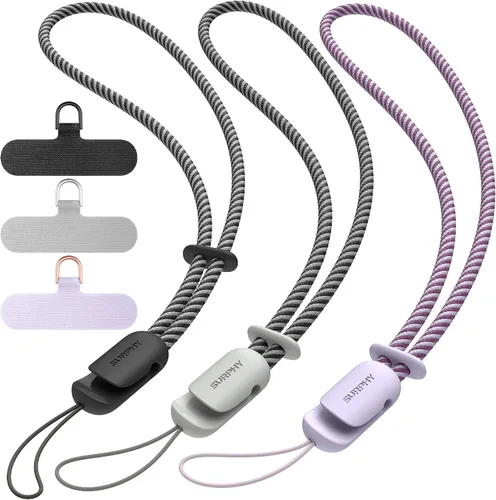 Miniatura 14 de SURPHY Paquete de 3 correas de muñeca para teléfono con lengüeta de sujeción para teléfono celular, correa para teléfono celular, correa para A