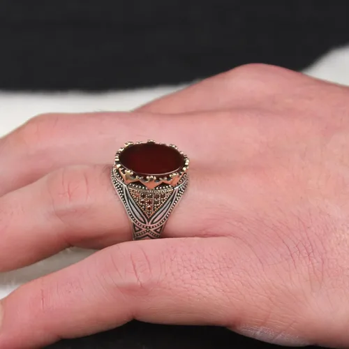 Miniatura 3 de Anillo de plata de ley 925 para hombre, joyería de piedra de ágata, regalo vintage, ónix Aqeq, anillos para hombre, todos los tamaños