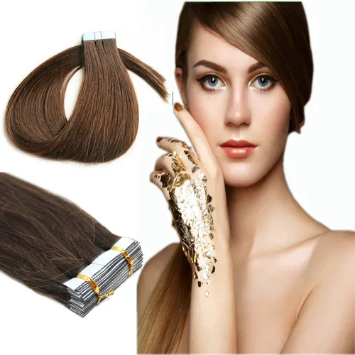 Miniatura 28 de Extensiones de cabello humano Remy con cinta adhesiva sin costuras (16 pulgadas, 10 unidades, rubio ceniza)