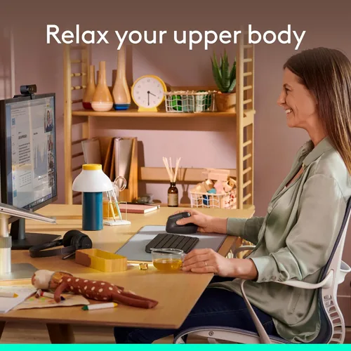 Miniatura 4 de Logitech Lift - Mouse ergonómico vertical, inalámbrico, Bluetooth o receptor USB, clics silenciosos, 4 botones, mouse inalámbrico para mano derecha