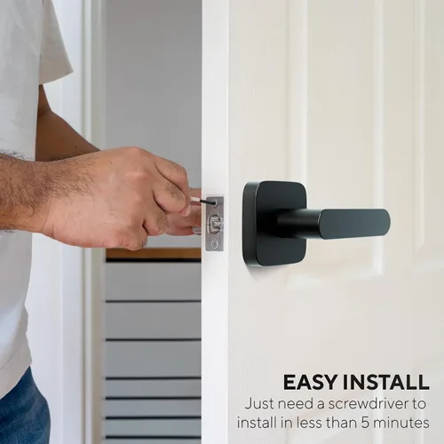 Miniatura 6 de ULTRALOQ Manija de Puerta de Paso con Palanca, Manija de Puerta Reversible Negra Sin Cerradura para Puerta Interior o Exterior, Armario, Pasillo