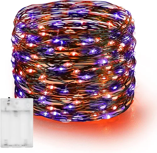 Miniatura 20 de Dazzle Bright - Guirnalda de luces de hadas de Halloween, 60 luces LED de 20 pies de alambre de cobre a batería y resistente al agua, decoraciones