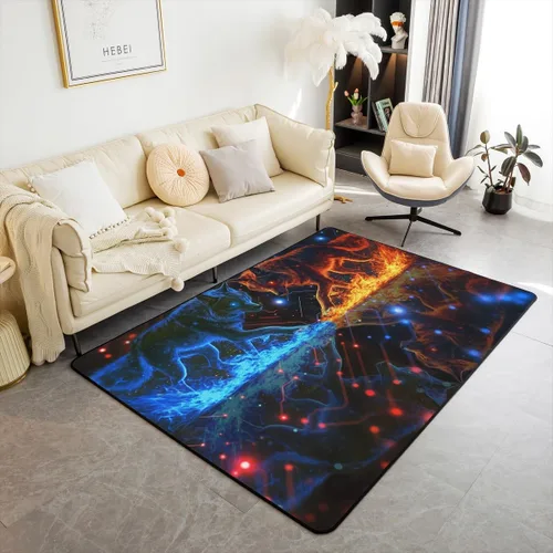 Miniatura 29 de Alfombra retro floral bohemia para sala de estar, alfombra de área de 5 x 7 pies para niños, pintura al óleo y flores, alfombra decorativa