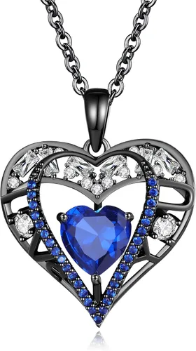 Miniatura 114 de Collar de cristal de 5 corazones, chapado en oro rosa de 18 quilates, colgante con cadena de plata de ley 925 de 18 + 2 pulgadas, joyería de piedra