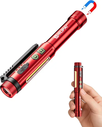 Linterna, luz de trabajo recargable de 600 lúmenes, luz LED COB con clip magnético, linterna de bolsillo de 8 modos para enfermera, emergencia, EDC