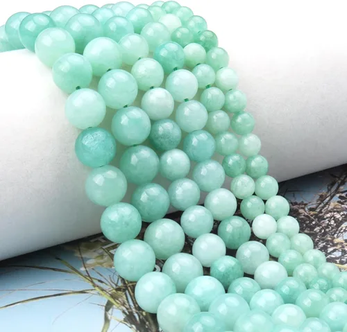 Miniatura 5 de 60 cuentas de 15⁄64 pulgadas (6 mm) de piedra natural de jade verde birmano con cuentas de piedra preciosa de jade para sanación de energía. Cuentas