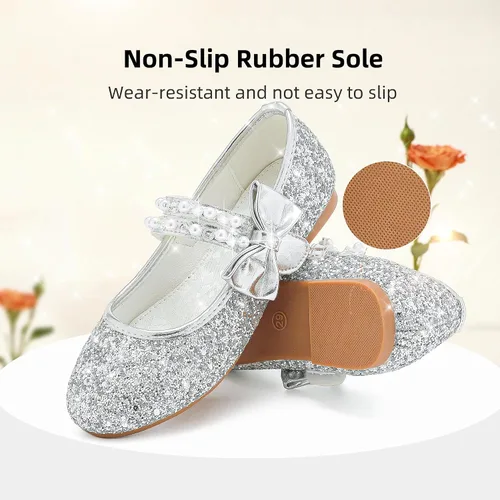 Miniatura 3 de Zapatos de vestir para niñas pequeñas, zapatos de flores, zapatos de princesa, boda, fiesta, zapatos planos para niñas pequeñas y grandes