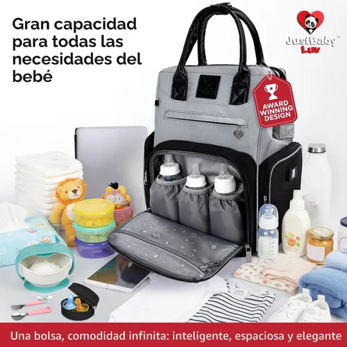 Miniatura 8 de Mochila galardonada para pañales para bebé con cambiador – Bolsa de pañales impermeable multifunción grande, bolsillos para biberones, organizador