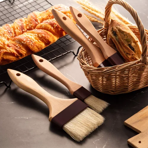 Miniatura 4 de Boao 4 cepillos de pastelería, cepillo de cerdas naturales para cocinar y hornear, cepillos de barbacoa para mantequilla, tostador, aceite, huevo